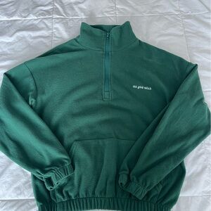 Women's green fleece half zip up